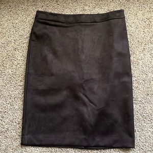 Faux Suede Brown Pencil Skirt